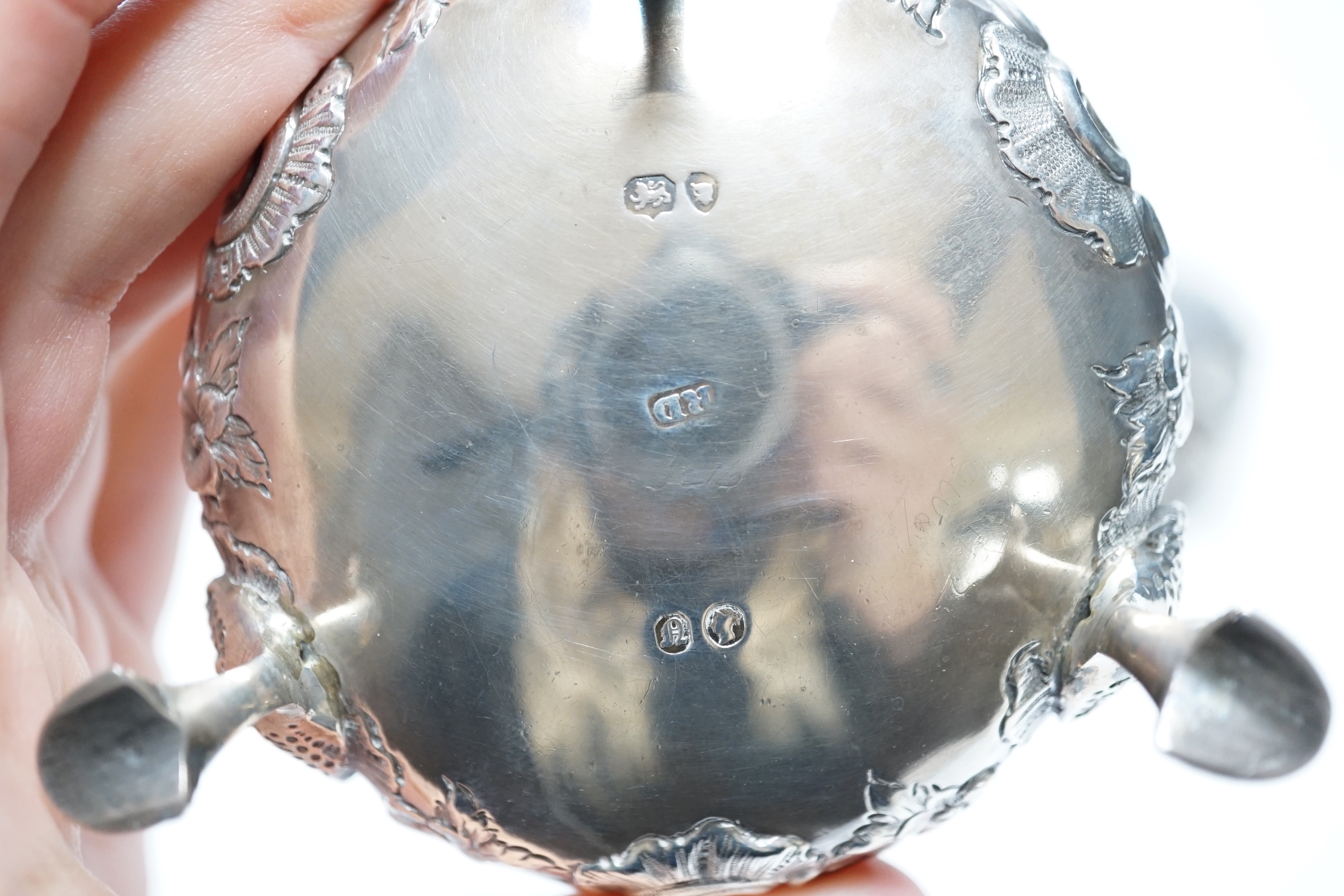 A pair of Victorian embossed silver bun salts, London, 1848, diameter 75mm.